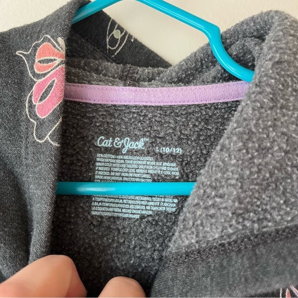 Cat & Jack Girls Butterfly Zip Up Hoodie Jacket Gray Fleece Lined Size 10/12 - Picture 2 of 9